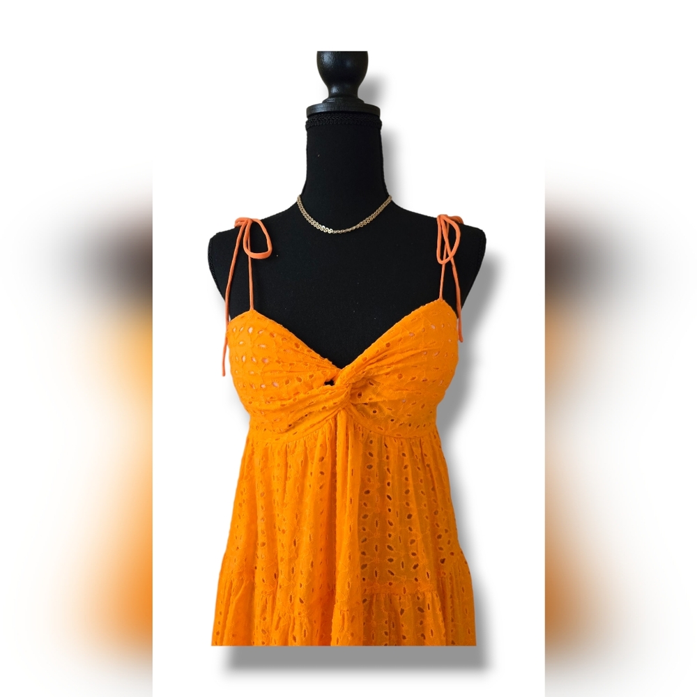 Vibrant Orange Eyelet Dress
